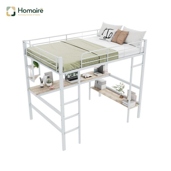 Lit loft avec bureau et étagères Cadre en acier Certifié EN747 Minimaliste HOMAIRE