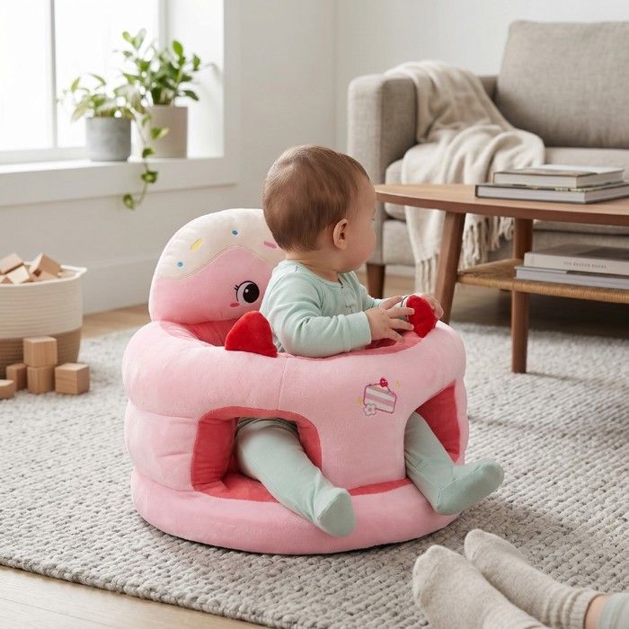 Duokon Chaise assise pour bébé Siège de bébé Support de dossier pour bébé chaise de sol mignon Portable meuble sofa Gâteau