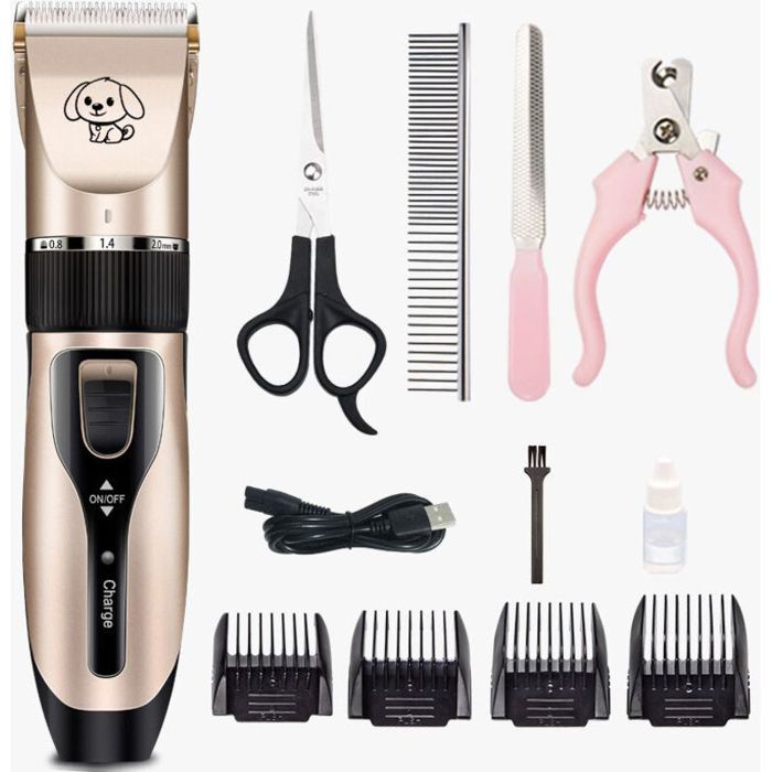 Tondeuse pour Chien Professionnelle Tondeuse Chien Poil Long Epais Electrique Sans Fil Kit Toilettage Chien Rasoir pour Chiens Cha