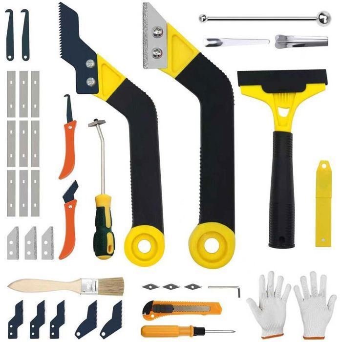 Kit grattoir joints carrelage – Outils pour enlever le calfeutrage avec brosse – Carbure dur pour nettoyer les joints de carrel