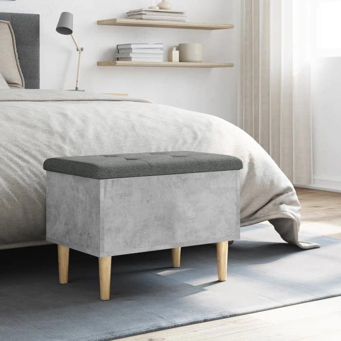 NEW Gris MEUBLE SIEGE - vidaXL - Banc de rangement gris béton 62x42x46 cm bois dingénierie - Banc coffre - Pour maison（1parcel）8448