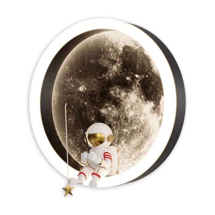 Lune Applique Murale Pour Chambre Moderne Astronaute Appliques Murales Intérieur Rond 3000K Blanc Ch ACCESSOIRES FABRICATION MAISON