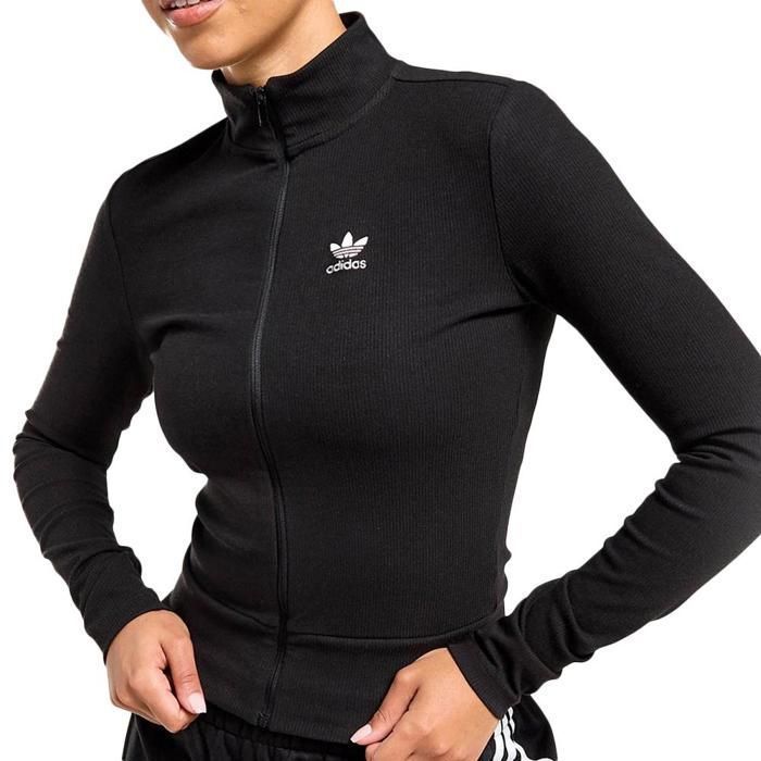 Sweat Zippé Noir Femme Adidas Tracktop