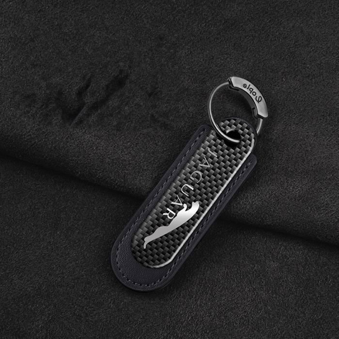 Porte-clés En Fibre De Carbone Et Cuir – Anneau En D Rotatif 360° – Style Métal Noir Et Cuir Rouge