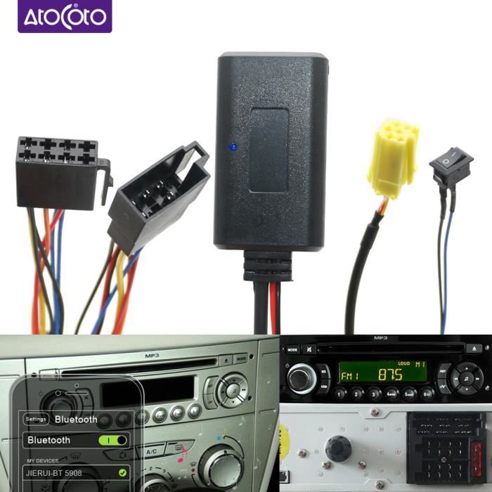 Voiture 6 Pin musique sans fil Bluetooth 5.0 câble adaptateur Aux pour Peugeot 207 206 301 307 pour Citroen C2 C3 CD RD9