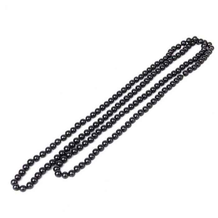 Collier perle noire Femme Perle chaîne chaîne noire extra longue Collier de perles multi couches Faux