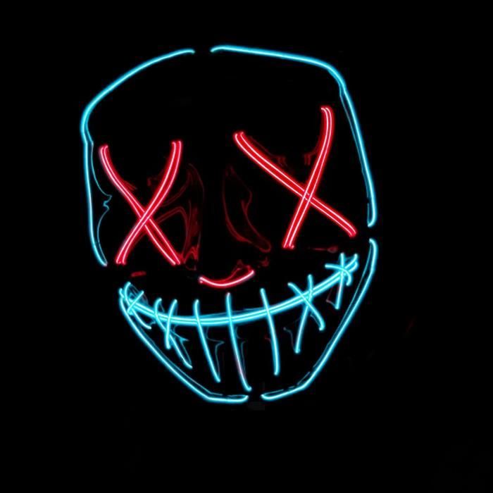 LIBRNTY Halloween Masque LED de Tête de Mort - Peinture de Crâne Bricolage avec 3 Modes d'Éclairage - Pour Décoration de Costumes de Fête de Carnaval (Violet