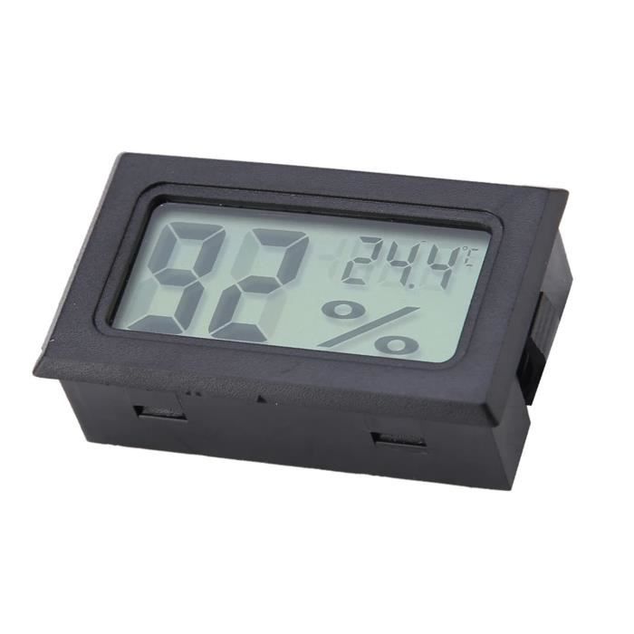 Thermo-hygromètre - Grand écran LCD - Avec Fonction Horloge - Convient Aux Serres Et Aux Maisons - Noir | Leroy Merlin