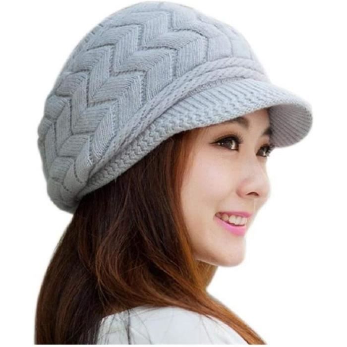 Bonnet Hiver Femme Avec Oreilles De Chat - Tricoté, Doublure Polaire, Taille Unique