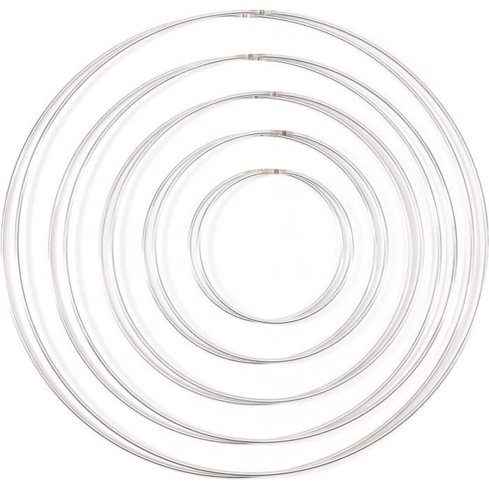10 Anneaux Métal Blanc Rayher - 10 Tailles (10-40cm) - Pour Capteurs De Rêves, Déco Mariage, Macramé - Créatif DIY