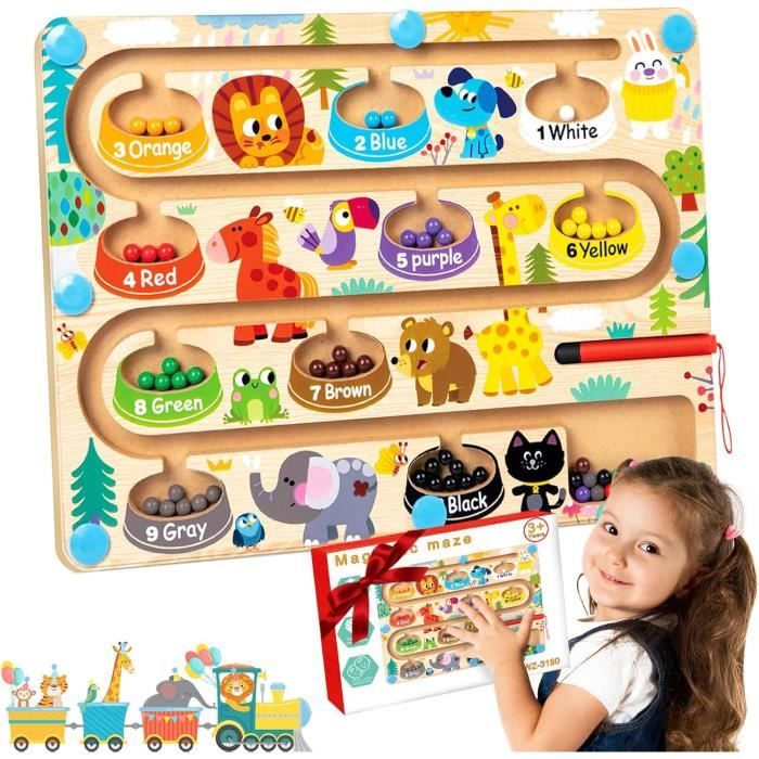 Jouet éducatif - Montessori - Labyrinthe - Magnétique - Bois - À partir de 3 ans