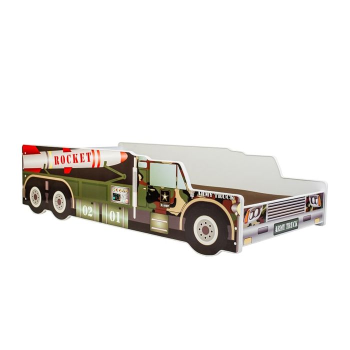 Lit enfant - 1001Jouets - Militaire - 140x70 cm - Matelas inclus - 1 place