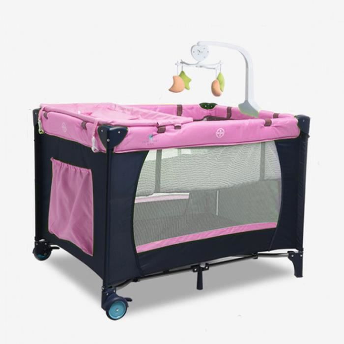 Lit Parapluie Lit De Voyage Avec Matelas 2 Niveaux Leger Lit Pliant Table A Langer Rose Cdiscount Puericulture Eveil Bebe