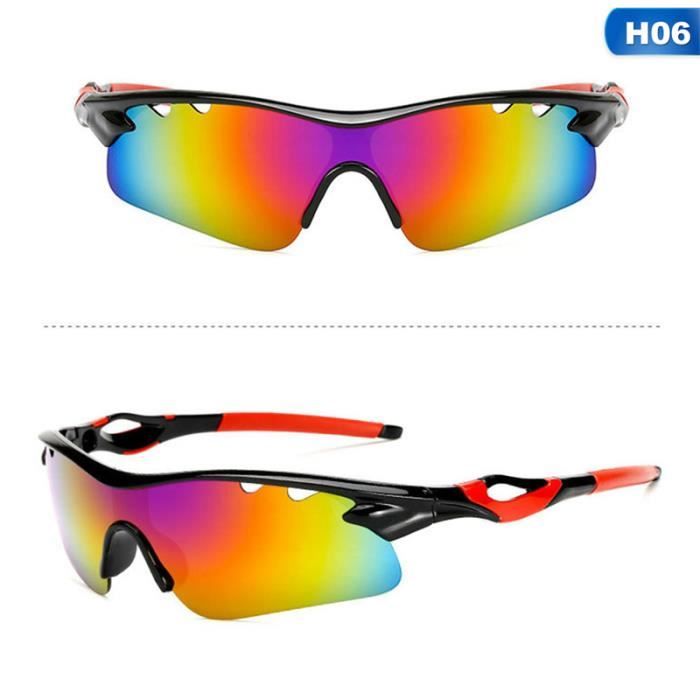 Lunettes De Soleil Cyclisme Sportives - Polarisées UV400, Unisexe, Cadre Noir, Lentilles Multicolores