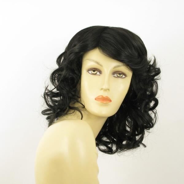 Perruque Synthétique Femme Ondulée Mi-Longue - Dégradé Noir Cuivre Blond - Taille Unique