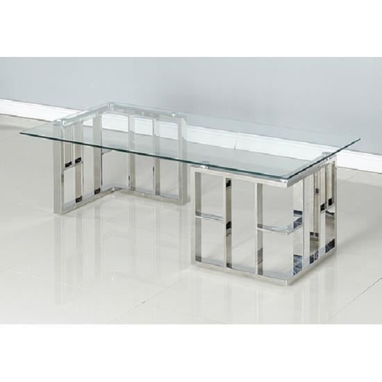 Table Basse Design et Moderne COLISEE Verre et Inox - Cdiscount Maison