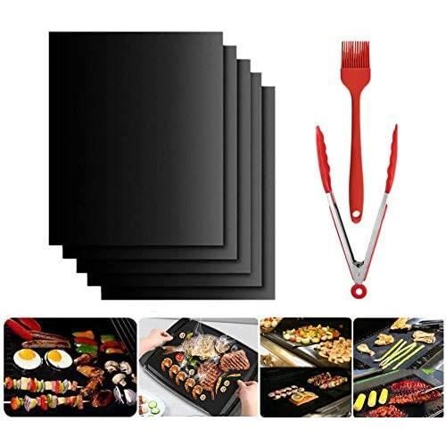 Lot De 5 Tapis De Barbecue Réutilisables - 40x33 Cm, Antiadhésif Résistant à 260°C, Pour Gaz, Charbon - 7