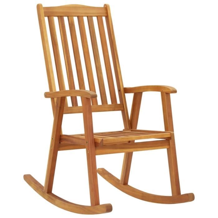 fauteuil à bascule chaise à bascule - rocking chair - chaise salon loisir et repos bois d'acacia massif