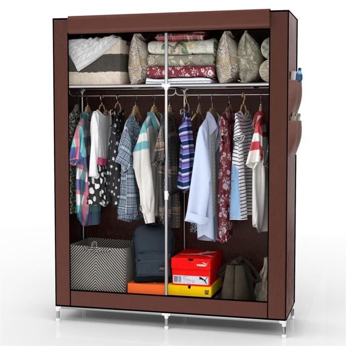 Intirilife Armoire de Rangement Pliable 108x45x170 cm en MARRON