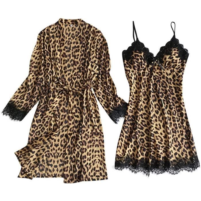 peignoir femme leopard
