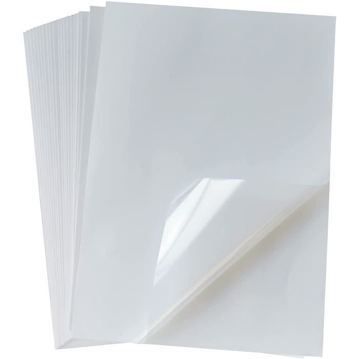 Lot de 25 feuilles de papier autocollant en vinyle transparent imprimable  format A4 (21 x 29,7 cm) étanche pour imprimante à jet d - Cdiscount  Informatique