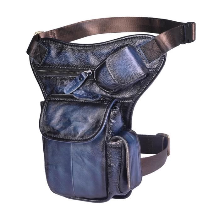 Sac Banane En Cuir Véritable - Fabriqué En Italie - Couleur Bleu Brillant - Neuf Sans étiquette