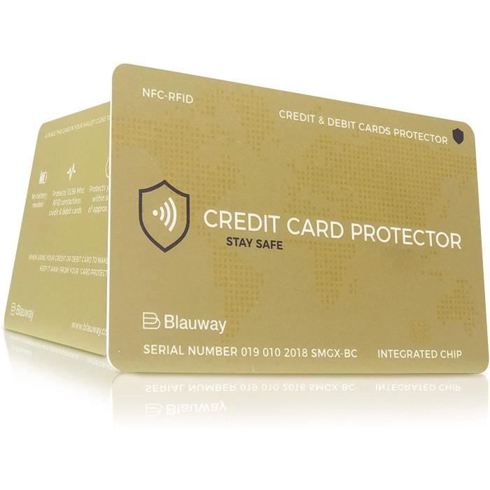 Carte Anti-RFID/NFC Protection Carte Bancaire sans Contact 1 Carte Gold de Blocage RFID protège du piratage : CB Carte Bleue dans Un étui Porte-Carte ou Portefeuille… Pochette Carte de Crédit 