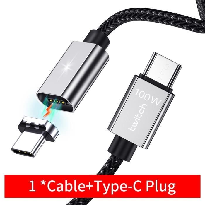 100w USB Type C Adaptateur magnétique Charge rapide USB C à Type C  Convertisseur magnétique Câble magnétique Connecteur USB pour Ipad Macbook