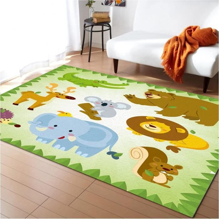 Tapis moderne dessin animal girafe enfant crème 80x150 cm