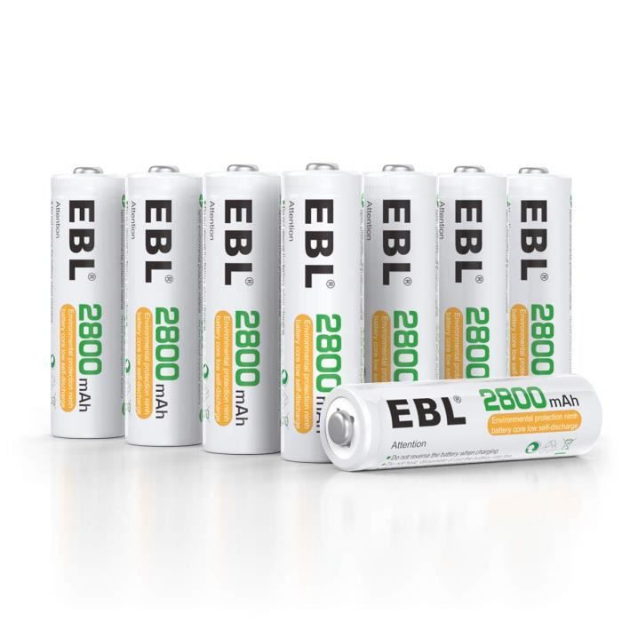 Pack EBL 8 Piles Rechargeables AA 2800mAh Avec Chargeur - Pile