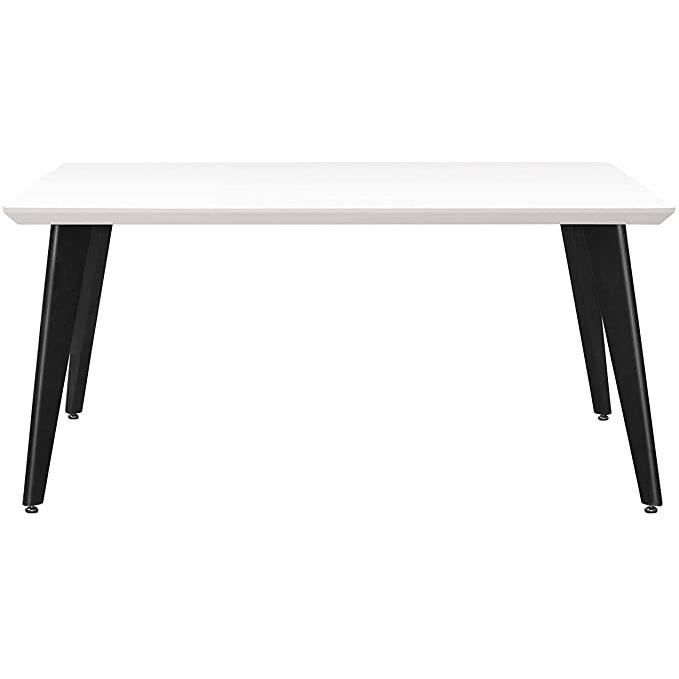 Venprodin Table de salon ou de salle à manger fixe blanche avec pieds en métal