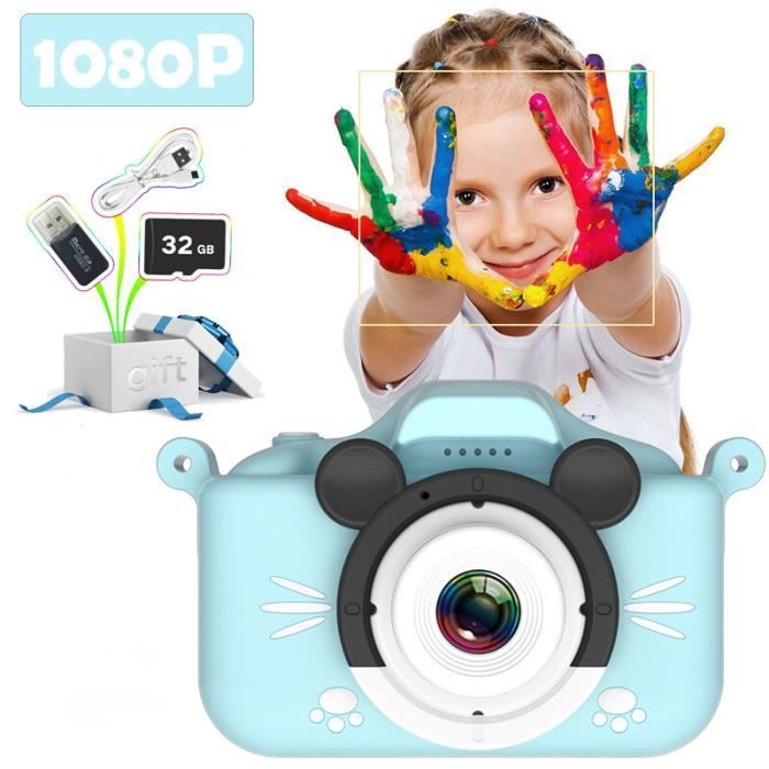 Appareil Photo Pour Enfant - Coque Silicone Bleue, écran, 12 MP, Inclut Carte SD 32 Go - 11