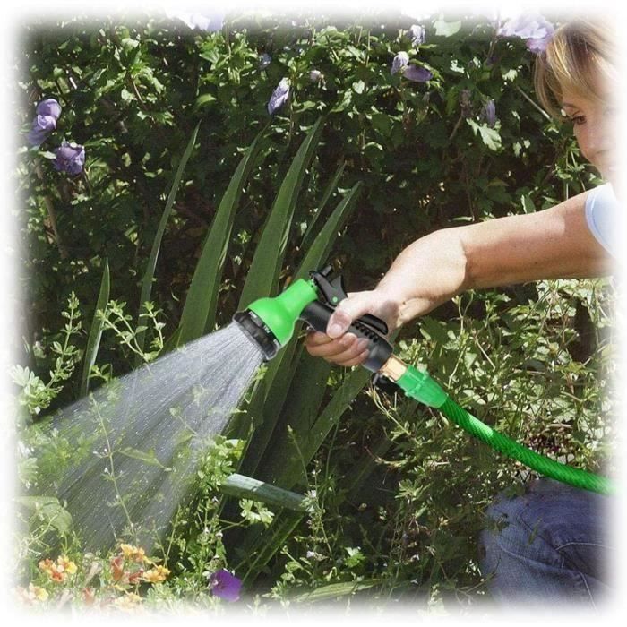 Tuyau Arrosage Extensible 15 M - 7 Modes De Jet, Ultra Léger, Avec Pistolet Et Support Mural