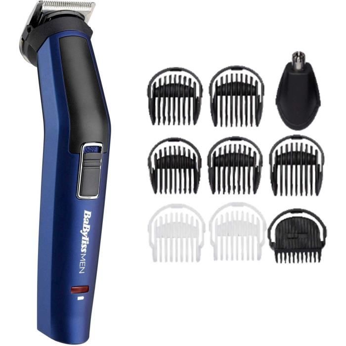 Tondeuse multi-usages BaByliss - 10 en 1 - Blue Edition - guide de coupe ajustable barbe et corps