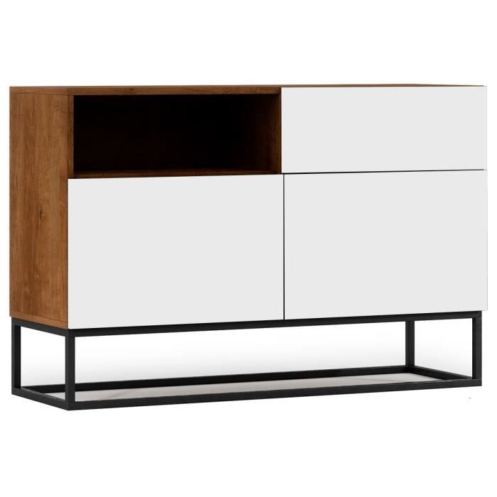 Roman - buffet bas - 2 portes - 120 cm - Bois / Blanc