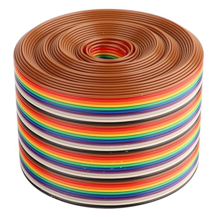 Câble Ruban Plat 10 Broches 1.27mm - 6m - Multicolore - Pour Connecteurs IDC 2.54mm