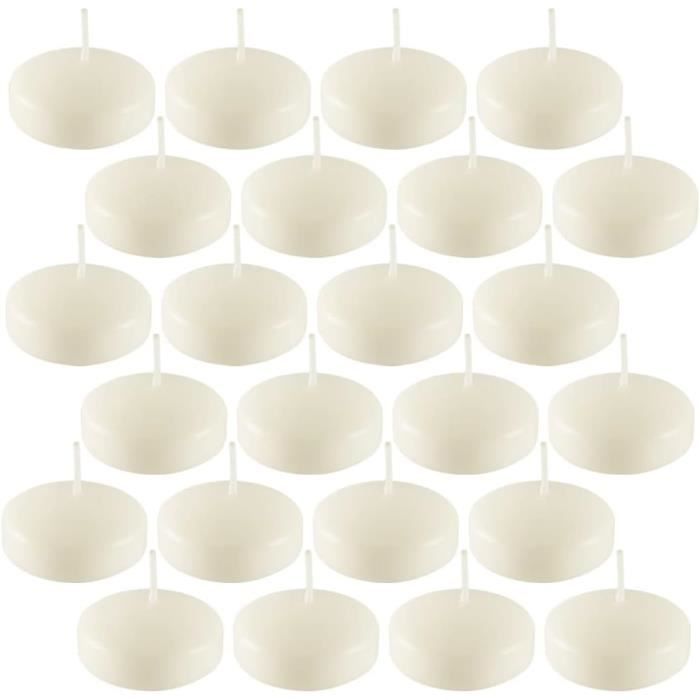 INNA-Glas Lot De 24 Bougies Flottantes Crème 4,5cm - Durée 4 Heures Pour Décoration