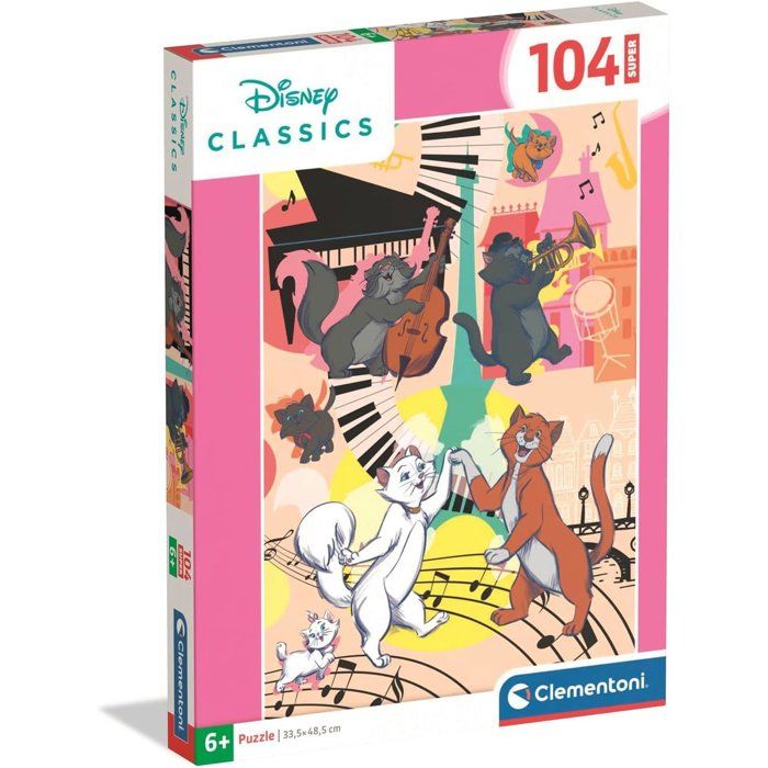 Clementoni - Aristochats - Puzzles 104 Pièces Super - Puzzle enfant - Dès 6 ans - 48.5 x 33.3cm