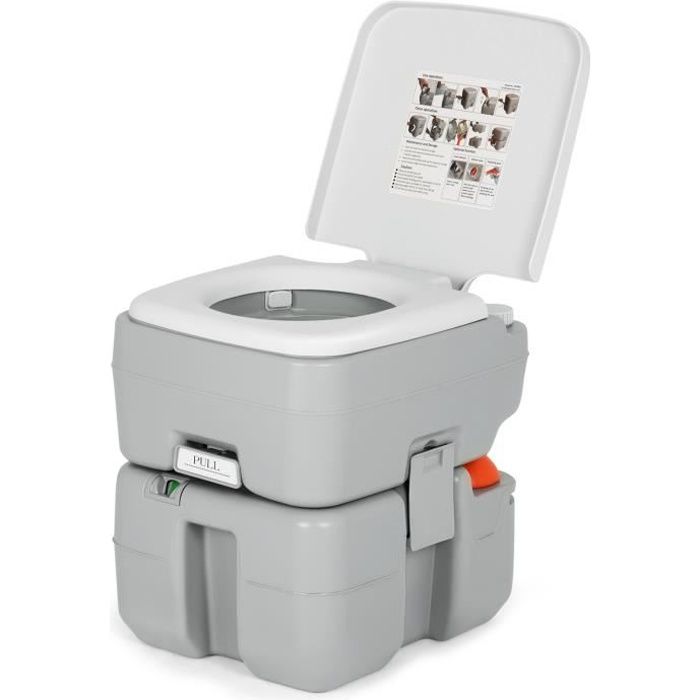 COSTWAY WC Toilette Camping Portable 10L Réservoir à Déchets 20L Pompe de  Chasse d'Eau Indicateur de Niveau Vidange Rotative - Cdiscount Bricolage