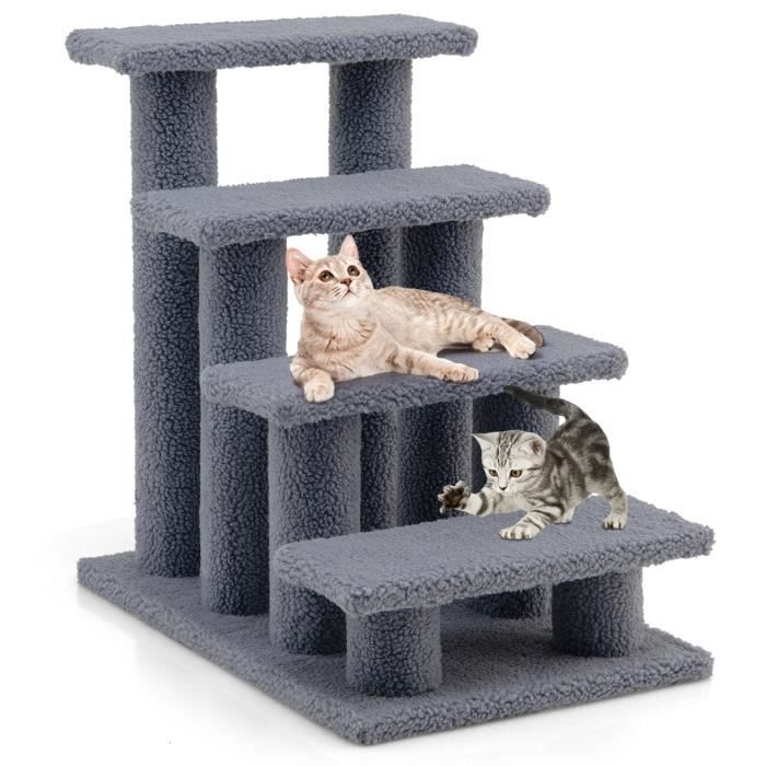 Arbre à Chat XXL 117 Cm Forme Hamburger - 4 Plateformes, Griffoirs Sisal, Condo, Panier - Pour Chat, Chaton (design Ludique) - 5