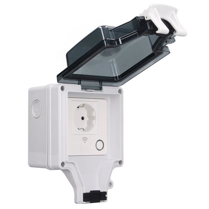 Prise électrique Extérieure étanche 16A IP44 Pour Caravane/camping-car - 220-250V - Encastrable, Avec Couvercle - Couleur Blanc