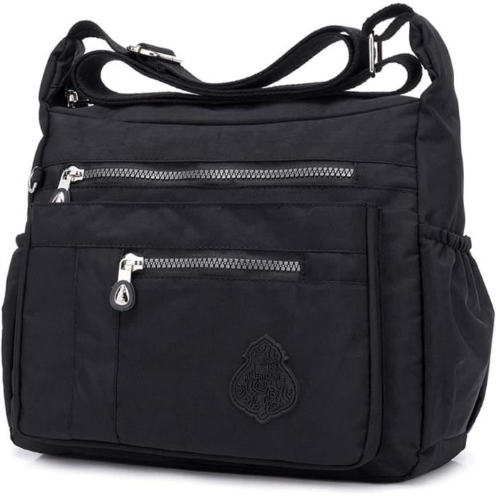 ZIYUEZIKUN Sac Bandoulière Femme Chaîne Grand Hobo Cuir PU Noir - Capacité A4