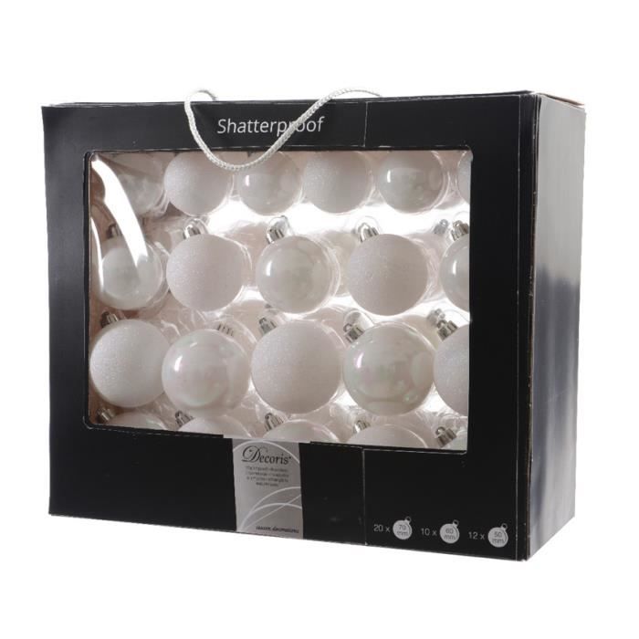 Lot De 42 Boules De Noël Monega Blanc Irisé Achat Vente