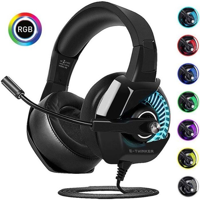 Casque Gaming PS4, E-THINKER Casque Gamer avec Micro et RGB LED Lampe pour  PS4 Xbox One PC Mac Smartphone -Surround 7.1 - Cdiscount Informatique