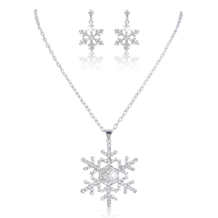 EVER FAITH Collier Femme Flocon de Neige D/élicat Argent 925 Zircon Hiver Cadeau No/ël