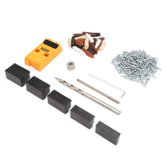 Gabarit de Percage - Guide Percage Oblique Kit de perçage de trou de poche 15 ° Ensemble de guide de perçage oblique pour le travail du bois Outil de localisation de positionneur 14 Pièces