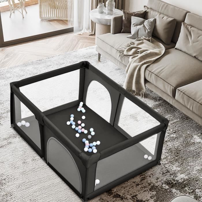 Meilleurs prix pour Parc pour bébé - HOMEWELL - Modèle Noir - 180x120x66 cm - 50 balles incluses - Installation au sol