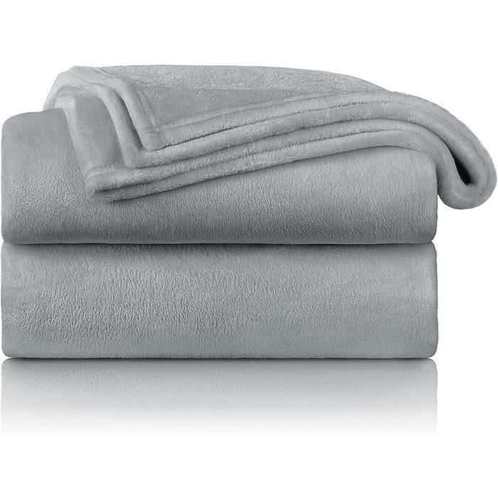Plaid Bedsure Sherpa Gris 150x200 Cm - Couverture Polaire Douce, Lavable Machine