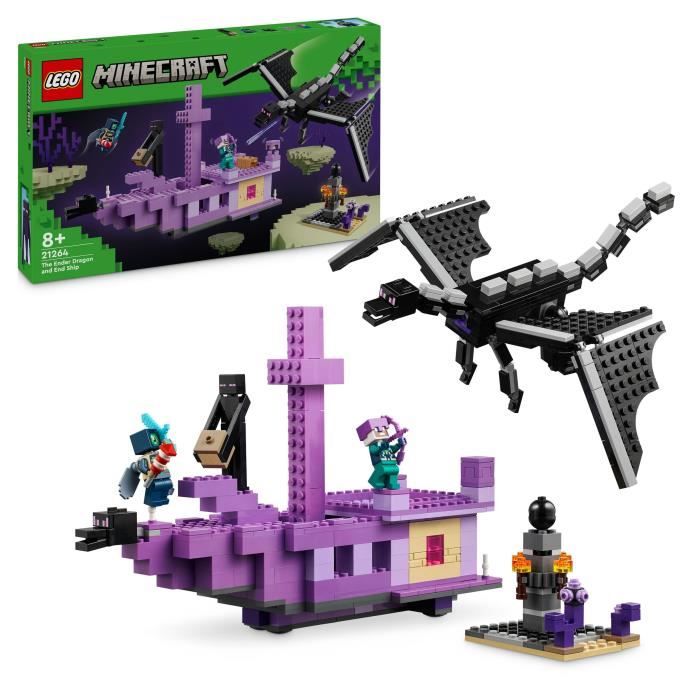 LEGO® Minecraft® 21264 Le dragon et le navire de l’Ender - Set inspiré des jeux vidéo