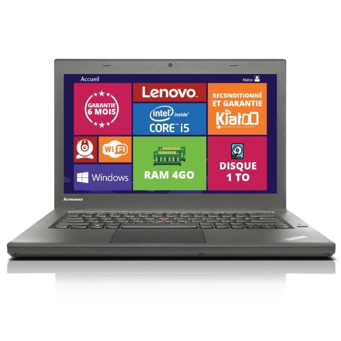 Top achat PC Portable Ordinateur portable Lenovo Thinkpad T440 core i5 4 go ram 1To disque dur,pc reconditionné garantie 6 mois,w8 pas cher